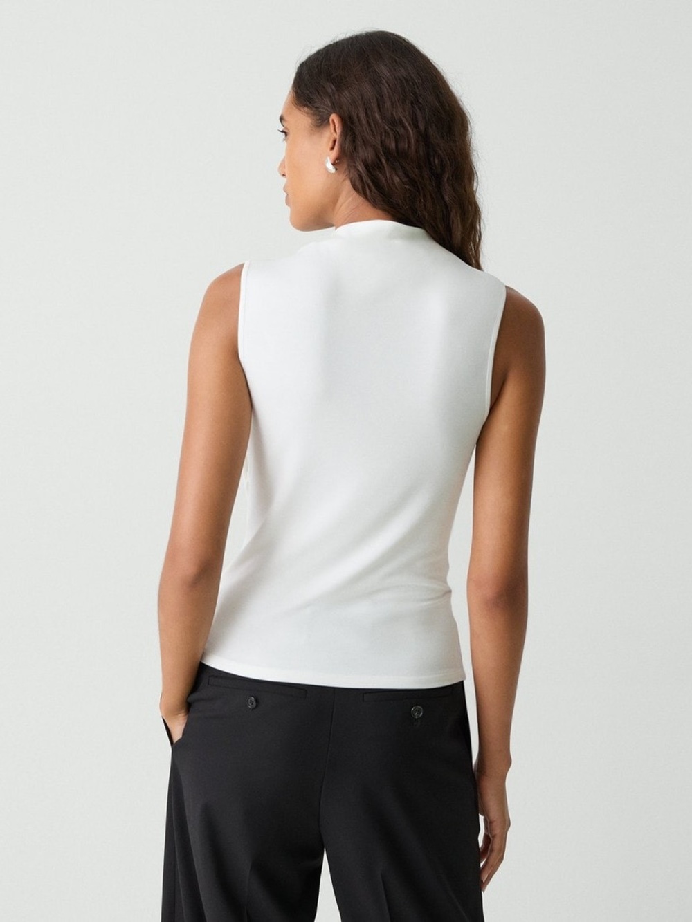 Theory Draped Sleeveless Viscose Top in White Medium Minimalist Office - Picture 3 of 10